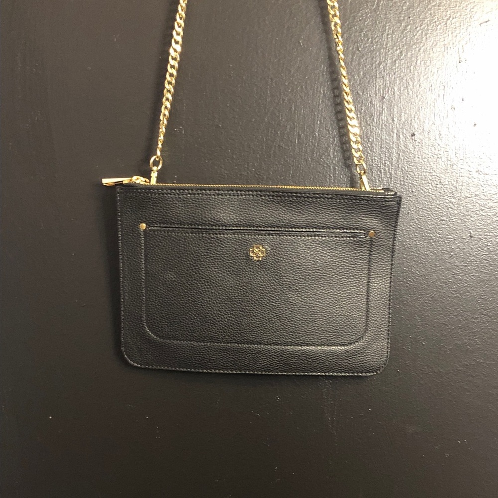 Ann Taylor Black Leather Double Zip Crossbody